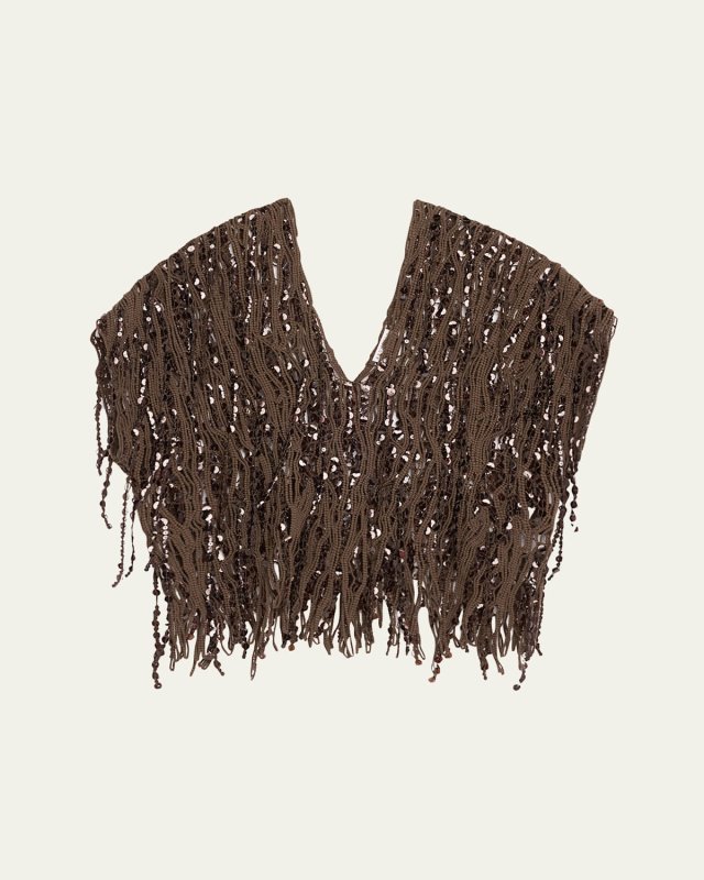 Sequin Macrame Embroidered V-Neck Sweater